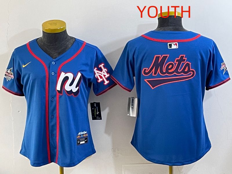 Youth 2025 New York Mets Blank Blue All star Nike MLB Jersey style 06->youth mlb jersey->Youth Jersey